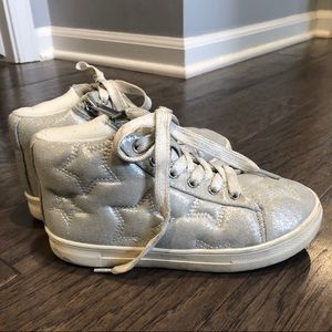 Girls size 12 high top silver sneakers